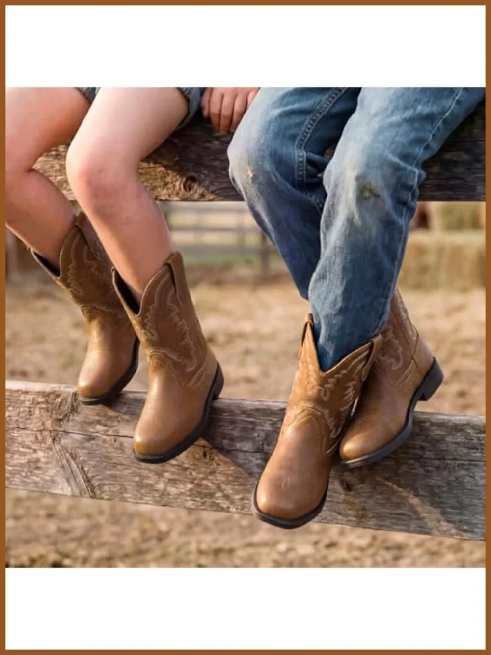 Toddler Cowboy Boots Faux Leather Square Toe Western Kids Boots